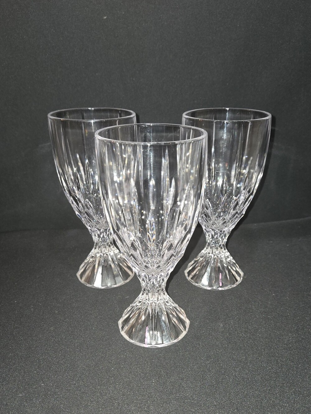 Mikasa Horizon Cut Crystal 7" Ice Tea Goblets Set Of Three.